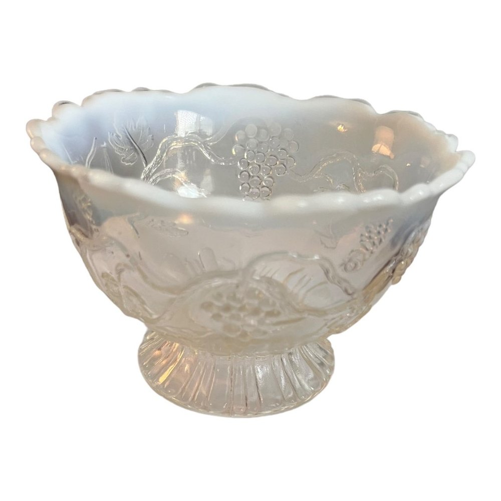 Vtg Jefferson Northwood Glass Opalescent Edge Grapes Footed Candy Bowl - Picture 1 of 6